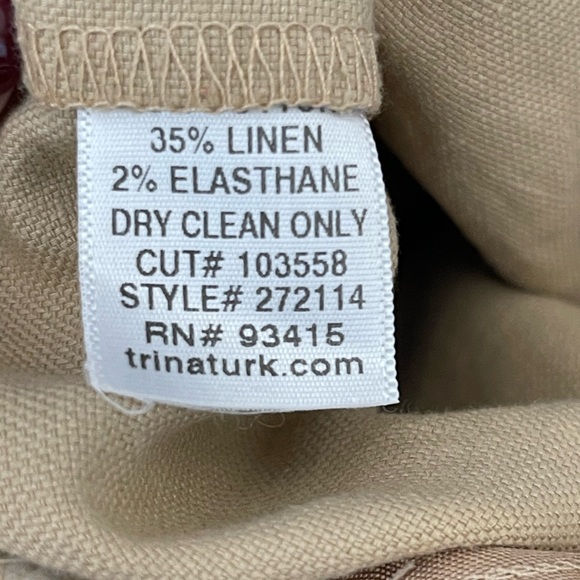Trina Turk Women’s Flat Front Shorts Size 8 Tan Front Pockets Linen Blend Gold - Picture 12 of 13